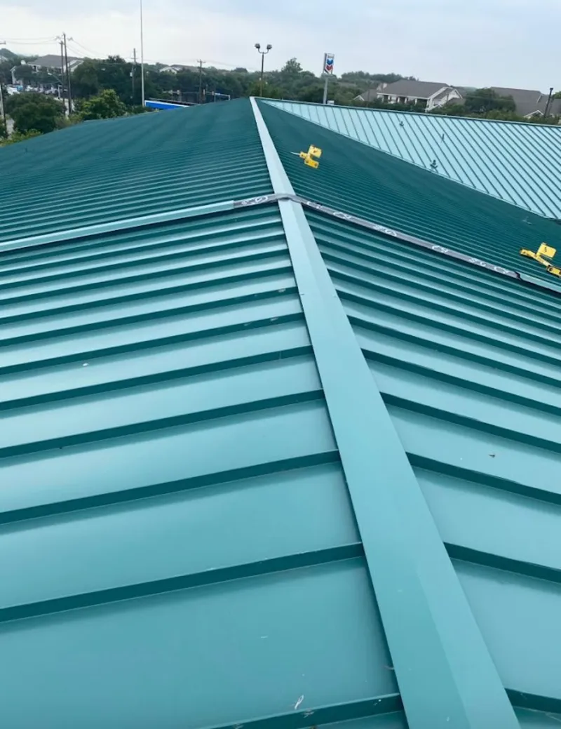 Green commercial metal roof ridge and valley for Metal Roof Repair in Manhattan Beach